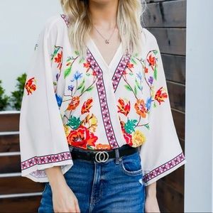 Floral Art Deco surplice top